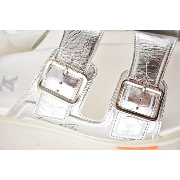 Louis Vuitton Trainer Mule Metallic Silver Buckle Slide Sandal UK 9 US 10 11 - Picture 6 of 16